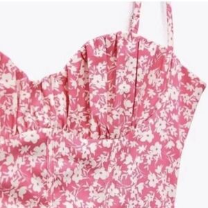 Zara Floral Pink & White Corset Bobysuit M